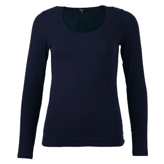 Enjoy t-shirt basis ronde hals lange mouw indigo