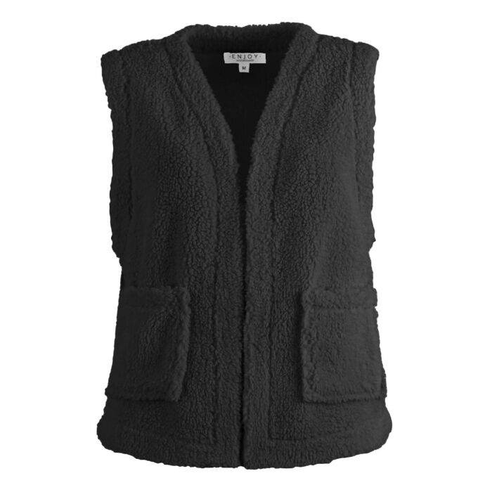 Gilet teddy kort zwart