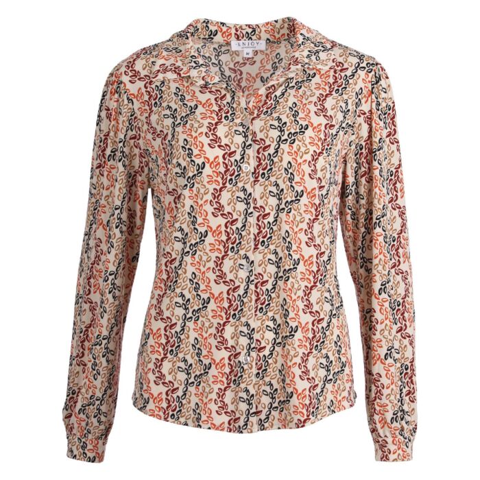 Blouse lange mouw allover print ecru