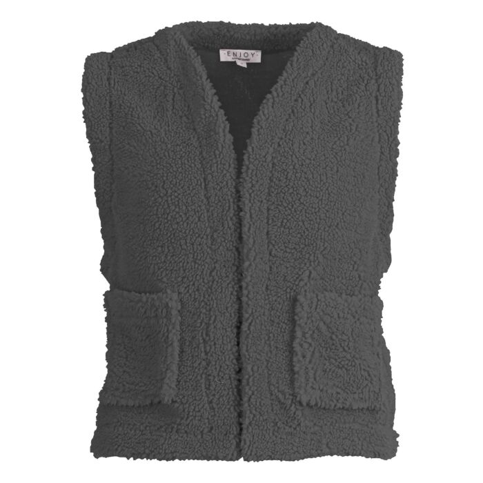 Gilet teddy kort m.grijs