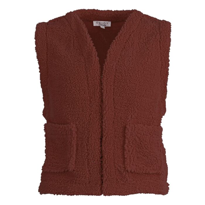 Gilet teddy kort henna