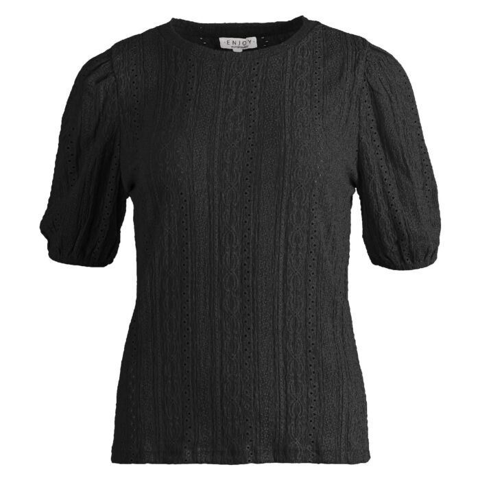 Top crochet korte ballon mw zwart