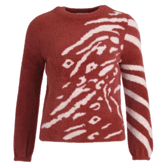 Pull geplaatste dieren jaquard henna