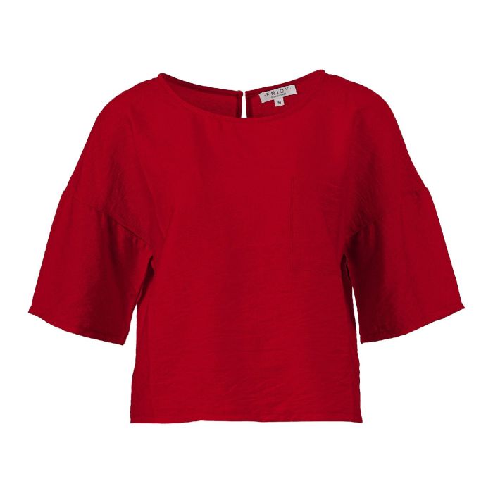 Uni top korte mouw zakje Rood