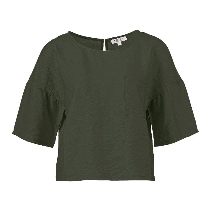 Uni top korte mouw zakje Army
