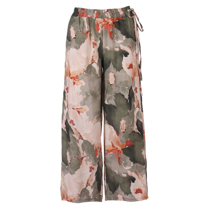 Pantalon wide leg allover print Army
