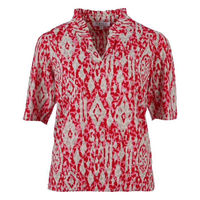 Blouson halve mouw dieren ikat rood