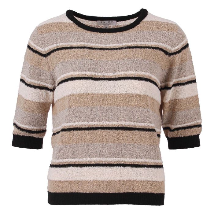 Pull halve mouw streep lurex zwart