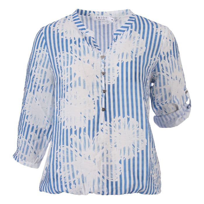 Blouson blouse streep-bloem print Jeans