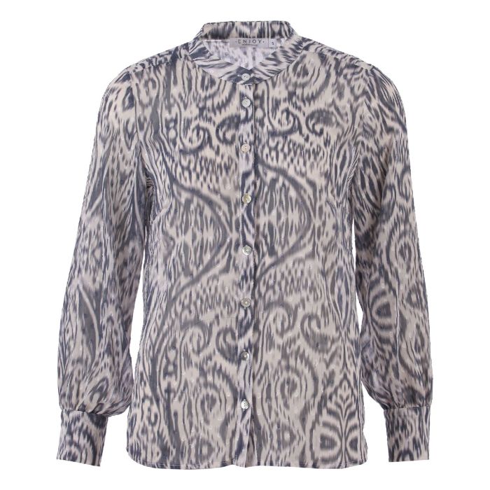 Blouse structuur alloverprint jeans