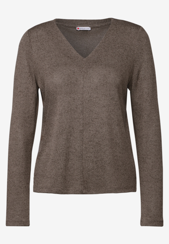 summer knit look v-neck shirt muddy brown mel.