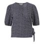 Top overslag korte pofmouw indigo