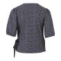 Top overslag korte pofmouw indigo