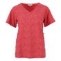 T shirt km v-hals embroidery Koraal