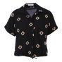 Blouse km borduur Zwart